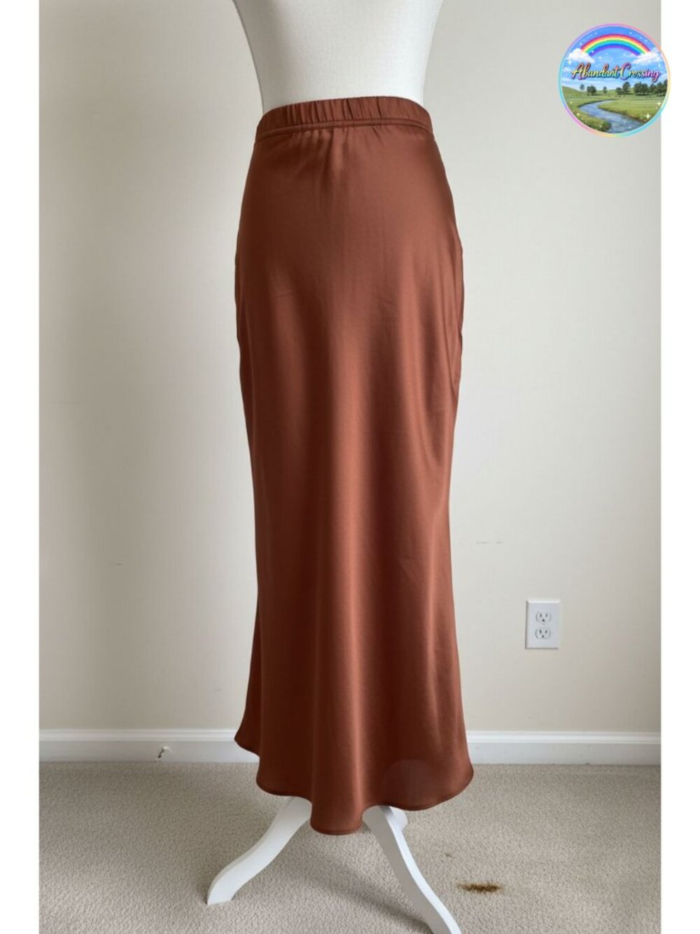 Women's Satin Midi Skirt High Waisted A-Line Casual